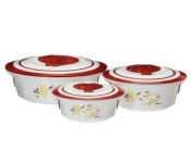 Nayasa NAY100600 3 Pieces Set Nayasa Magnolia Insulated Casserole - Red and White