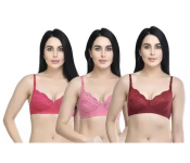 Pack of 3 Dhabeena Women's Comfy Cotton Daily Wear Bra with Elastic Strap - 40B