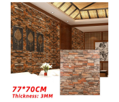 GTC 22000992 Premium Quality 3D Tiles Brick Wall Stickers Self-Adhesive Waterproof Foam Wallpaper -Brown  - Similar Product Imag - ID 130037