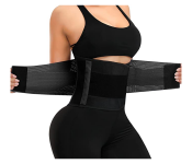 GTC 22001004 Elasticity Waist Cincher Corset Breathable Weight Loss Slimming Female Waist Trainer Belt Body Shaper Bustier Medium -Black