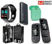 Nokia 2220 Slide Mobile Phone Refurbished - Black + FN-Professional 115 In 1 Mobile Repair Magnetic Screwdriver Bit Tool Set + Demaco Super Power Bank 20000mAh - Black + InPods 12 Twin Bluetooth Headset - Green + JA-F- D20 1.3 Inch Water Resistant IPS Color Screen Smart Watch - Black