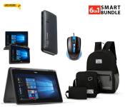 Dell Latitude 3189 2-in-1 Touchscreen Convertible Laptop Tablet, Intel Pentium N4200 (1.1 GHz), 4 GB RAM, 128 GB SSD, HDMI, WiFi, Bluetooth, Windows 10 Refurb Laptop + Set Of 3 Pieces Laptop Backpack Unisex + Generic Demaco Super Power Bank 20000mAh - White + Enet Wired Optical USB Mouse - Black