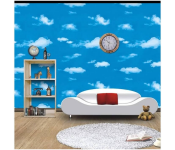 GTC 22000970 Customize Size Self-Adhesive Wallpaper 3D Of 60 CM x 500 CM Blue Sky White Clouds Ceiling Sticker -Sky Blue  - Similar Product Imag - ID 130034