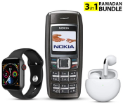 IWO 8 Sport Smart Watch - Black + Nokia 1600 Refurbished Mobile Phone + True Wireless Stereo In-Ear Earphone (White)
