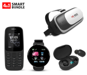 D18 Fitness Tracker Bluetooth Smart Bracelet Heart Rate Monitor With Colour LCD Touch Screen For Android And IOS - Black + FN-Bluetooth Earphone Headsets Wireless Earbuds 5.0 + VR Box Version Virtual Reality Glasses - Rift 3D Movies & Games + Nokia 105 Dual Sim Mobile Phone - Black (Refurbished) 