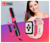 IWO 8 Sport Smart Watch - Pink + ISonic IH 911 2 In 1 Multi Function Hair Styler - Black & Pink 