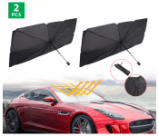 Foldable Windshield UV Block Sun Shade Car Front Window Heat Insulation Covering Umbrella - Black A + Foldable Windshield UV Block Sun Shade Car Front Window Heat Insulation Covering Umbrella - Black B