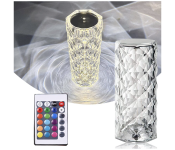 Rose Diamond Crystal Diamond Table Lamp Multi-Color Touch Remote Control Led Atmosphere Table Lamp For Bedroom, Office, Restaurants etc 