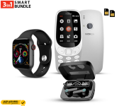 Nokia 3310 Dual Sim Camera Mobile Phone - Grey (Refurbished) + IWO 8 Sport Smart Watch - Black + M19 Digital Display TWS Mini Sports Headset With Charging Bin