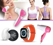 5 In 1 Beauty Care Massager JA164 - Assorted + Foldable Mini 1000 Watts Hair Dryer With Hot And Cold Wind + FN-Adjustable Postural Correction Strap For Back Small/Medium For Women + S530 Mini Invisible Single Bluetooth Headset With Mic - Black + 8 Series XS8 Pro Ultra Smart Watch Ocean Band Loop Wrist Strap - Orange