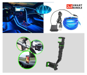 Generic Automotive Decor Attractive Cold Light Ambience Lamp + Generic 360 Rotatable Multifunctional Rear View Mirror Car Phone Holder Mount - Green