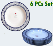 6pc Melamine Number 10 Dinner Round Plate Dish set - White and Blue  - Similar Product Imag - ID 130993