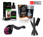 Aichun Beauty 30ml Hair Growth Pure Natural Nutrients Skin Cleansing Vitamins Hair Growth Beard Oil + Nitro Canada 22g Hair Building Fiber - Black + Unisex Waterproof Filler Pen For Beard And Eye Brows - Black A + Generic Derma Roller Micro Needle For Skin Care - Titanium Black