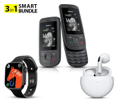True Wireless Stereo In-Ear Earphone (White) + Nokia 2220 Slide Mobile Phone Refurbished - Black + D21 Series 8 Smart Watch Ultra - Black