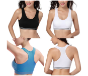 3 Piece Women's Padded Free Size Mixed Color Sporty Yoga Seamless Bra 