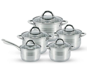 Royalford RF10390 10 Pieces Stainless Steel Cookware Set, Induction Compatible - Silver