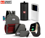 Galaxy Unisex Set Of 3 Pieces Business Laptop Backpack - Grey + TG 113 Portable Wireless Bluetooth Stereo High Bass Speaker - Assorted (Bulk) + D21 Series 8 Smart Watch Ultra - Black + Macon Powerbank With Strong Light Real Capacity 20000mAH - White