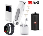 Series 7 T200 Plus Smartwatch Fit Pro - Black + TG 113 Portable Wireless Bluetooth Stereo High Bass Speaker - Assorted (Bulk) + Macon Powerbank With Strong Light Real Capacity 20000mAH - White + InPods 12 Twin Bluetooth Headset - White + HTC AT-229C Rechargeable Hair Clipper With Stainless Steel Blade - White