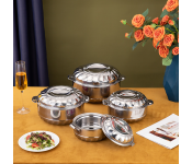 National Super Max 8 pieces  High quality insulated Hot Pot set 1000ml, 1500ml, 2500ml, 3500ml. - Silver