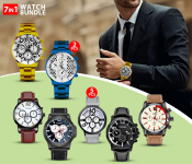 Bundle 1 PCs Set Pack Of 5 X-Men Alpha Premium Luxury Watch + 1 PCs Set Set of 2 Classic Edition Unisex Analog Watches - Blue and Gold