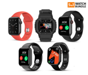Bundle 1 PCs Set IWO 8 Sport Smart Watch - Black + 1 PCs Set D21 Series 8 Smart Watch Ultra - Black + 1 PCs Set GT FD69 Sports Fitness Tracker With Custom Dials Smart Watch - Black + 1 PCs Set JA-F- D20 1.3 inch Water resistant IPS Color Screen Smart Watch - Black + 1 PCs Set IWO 8 Sport Smart Watch - Red