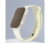 LED Wrist Watch for Unisex with Silicon Strap - White
