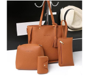 4 Pcs Set Leather Handbag for Women - Brown  - Similar Product Imag - ID 132874