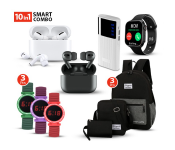 Bundle 1 PCs Set Galaxy Unisex Set of 3 Pieces Business Laptop Backpack - Black + 1 PCs Set Elastic Metal Strap LED Watch JA156-4 - Green + 1 PCs Set Elastic Metal Strap LED Watch JA156-2- Red + 1 PCs Set Elastic Metal Strap LED Watch JA156-1 - Purple + 1 PCs Set JA-F- D20 1.3 inch Water resistant IPS Color Screen Smart Watch - Black + 1 PCs Set Macon Powerbank with Strong Light Real Capacity 20000mAH - White + 1 PCs Set TWS Airpod Pro 3 Bluetooth Earphones Wireless Headset - Black + 1 PCs Set TWS Airpod Pro 3 Bluetooth Earphones Wireless Headset - White