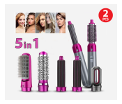 Bundle 2 PCs Set Generic 5 In 1 Hot Air Brush Hair Curler Set - Grey