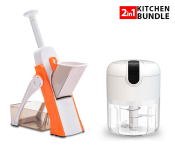 Bundle 1 PCs Set Brava Spring Slicer -JA167 + 1 PCs Set Generic Wireless Mini USB Rechargeable Electric Food Maker Processor JA166- White