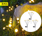 Bundle 3 PCs Set Jongo 8 LED Solar Firefly Lights, Solar Lights for Outside, Solar Outdoor Waterproof Lights, Solar Garden Lights, Solar Garden Decorative Lights Garden Patio Passage Decor, Colorful Lights