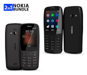 Bundle 1 PCs Set Nokia 210 Dual Sim Mobile Phone - Black (Refurbished) + 1 PCs Set Nokia 220 Dual Sim Mobile Phone - Black (Refurbished)