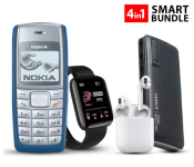 Bundle 1 PCs Set inPods 12 Twin Bluetooth Headset - White + 1 PCs Set Nokia 1112 Refurbished Mobile Phone - Blue + 1 PCs Set D13 Smart Watch with Heart Rate Monitor - Black + 1 PCs Set Macon Powerbank with Strong Light Real Capacity 20000mAH - White