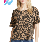 Womens Trendy Round Neck 9044 Leopard Print Daily Wear Comfy T-Shirt - Free Size
