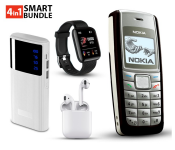 Bundle 1 PCs Set Nokia 1112 Refurbished Mobile Phone - Black + 1 PCs Set inPods 12 Twin Bluetooth Headset - White + 1 PCs Set D13 Smart Watch with Heart Rate Monitor - Black + 1 PCs Set Macon Powerbank with Strong Light Real Capacity 20000mAH - White