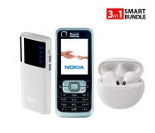 Bundle 1 PCs Set Pro 6 TWS Earbuds Earphone Wireless Headphones Bluetooth Headset - White + 1 PCs Set Macon Powerbank with Strong Light Real Capacity 20000mAH - White + 1 PCs Set Nokia 6120 Classic Xpress Music Refurbished - Black