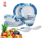 Royal mark 22-Piece Melamine Ware Dinner Set - Blue/White