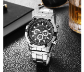 Top Brand Luxury Men Fashion Watch Date Sports Watches Mens Strap Stainless Steel Wristwatch Relogio Machino - Silver
