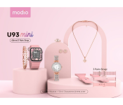 Modio Ladies U93 Mini Smart Watch With 3 Pair Strap and Stylish Analogue Watch with Diamond Jewellery Accessories Combo For Girls Front View - ID 134365