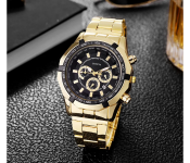 Top Brand Luxury Men Fashion Watch Date Sports Watches Mens Strap Stainless Steel Wristwatch Relogio Machino - Gold