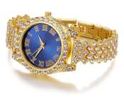 Jongo Rhinestone Trend Ladies Roman Dial Watch Watch Stainless Steel Bracelet - Blue