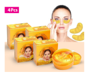 Bundle 4 PCs Set 99 Percent 84g 24k Gold Collagen Eye Mask for Women - Gold