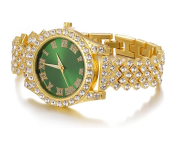 Jongo Rhinestone Trend Ladies Roman Dial Watch Watch Stainless Steel Bracelet - Green