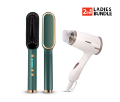 Bundle 1 PCs Set Isonic iH 952 Hair Dryer - White + 1 PCs Set Professional Electric Hair Straightener Brush Heated Comb