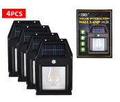 Bundle 4 PCs Set Outdoor Solar Wall Lamp Waterproof Tungsten Filament Lamp Induction Lamp Household Light Garden Wall Light