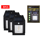 Bundle 3 PCs Set Outdoor Solar Wall Lamp Waterproof Tungsten Filament Lamp Induction Lamp Household Light Garden Wall Light