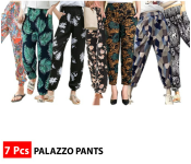 Bundle 7 PCs Set 7264 Printed Comfortable Palazzo Pants for Women