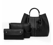 PU Leather Ladies Wallet Ladies Pars Hand Set Bag With Rivet - Grey  - Similar Product Imag - ID 135851