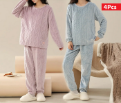 Bundle 2 PCs Set Womens Autumn Winter Warm Pajamas Pants Set Flannel Thick Korean Fleece Sleepwear Female Velvet Pajama Woman Home Suite - Assorted + 2 PCs Set Autumn Winter Warm Flannel Thick Homewear Long Sleeve Cartoon Sleepwear Female Pajamas Suit Wearable - Assorted