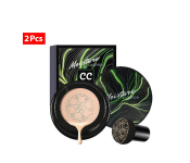 Bundle 2 PCs Set GT Waterproof CC Cream Mushroom Head Makeup Brush for Mature Skin Moisturizing Concealer Brighten Long-Lasting Even Skin Tone for All Skin Types